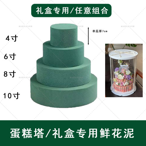 圆形花泥蛋糕花有钱花花泥材料