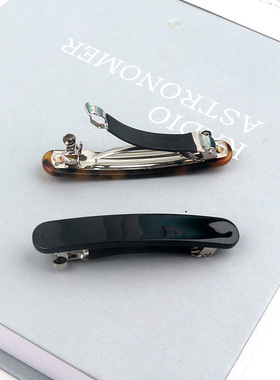 小号6公分弹簧夹顶夹带皮套防滑一字夹半扎少发量发卡黑色长条夹