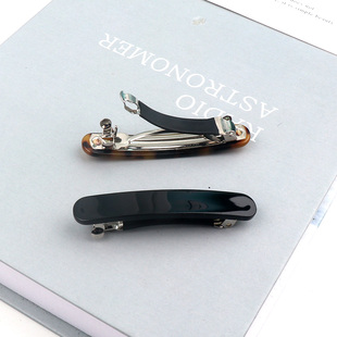 小号6公分弹簧夹顶夹带皮套防滑一字夹半扎少发量发卡黑色长条夹