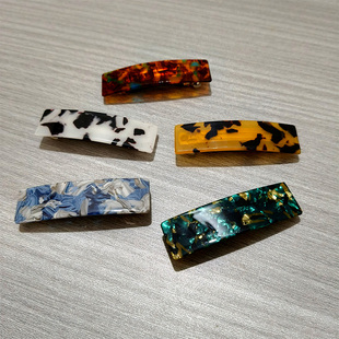 亚克力小号弹簧夹大理石纹6cm发夹边夹马尾夹防滑发卡半扎披发卡