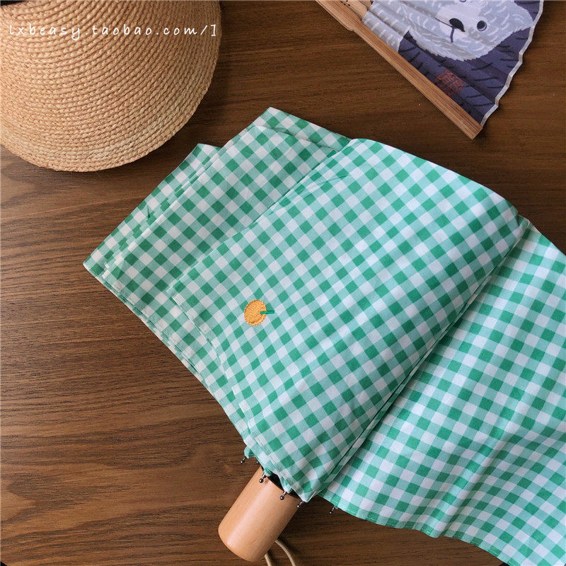 满足绿野仙踪临 日系和风橘子刺绣绿野仙踪格子雨伞三折原木柄手动晴雨伞学生女 图片价格品牌报价 原仓数据