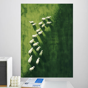 跨境出口一无是处羊群艺术高级感油画中古风宿舍床头卧室装饰挂毯