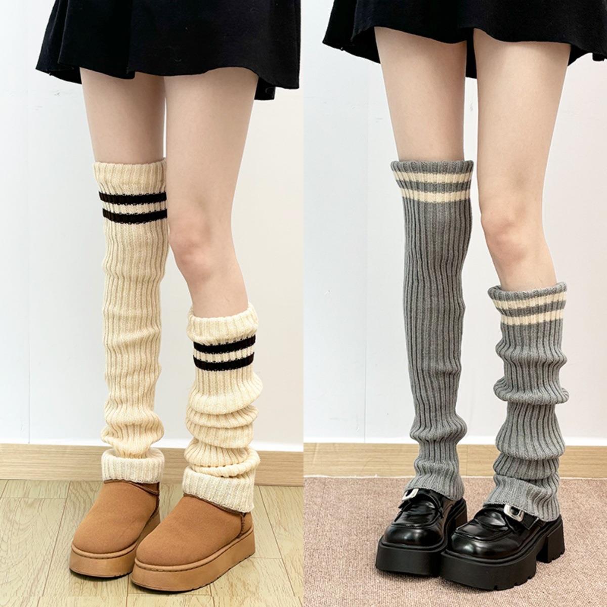 韩系腿套袜子jk秋冬季加厚加长保暖高筒过膝lolita软妹针织腿套女