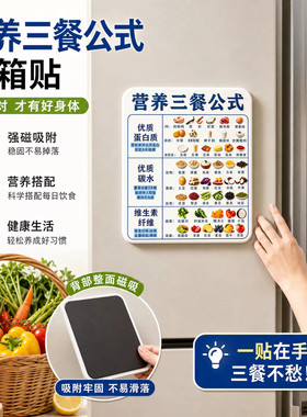 亚克力材质冰箱贴营养餐食谱磁吸贴饮食健康教育装饰贴生活小贴士