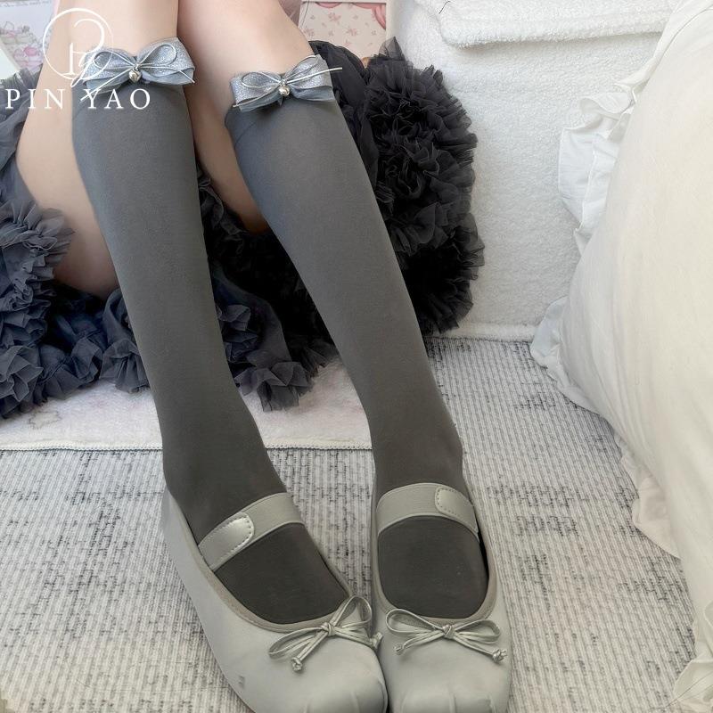 JK灰色小腿袜女春季少女甜美蕾丝花边中筒袜黑色堆堆袜Lolita袜子
