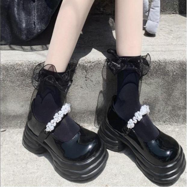 薄款天鹅绒花边袜lolita中筒袜仙女袜纯色jk制服袜厂家批发