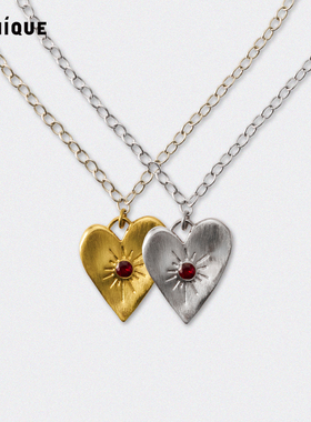 Picnique光芒爱心红石镶嵌项链