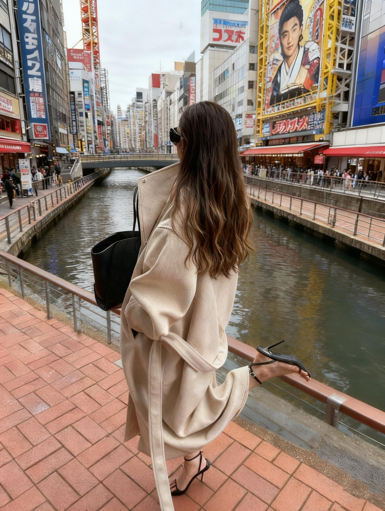 0122奥克兰往事 100绵羊毛大衣女宽松杏色长款立领毛呢外套