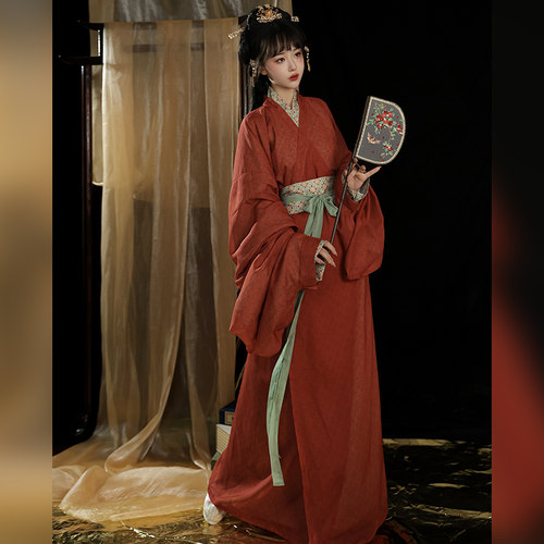 莺雨兰衣秋季战国袍直裾汉服交领