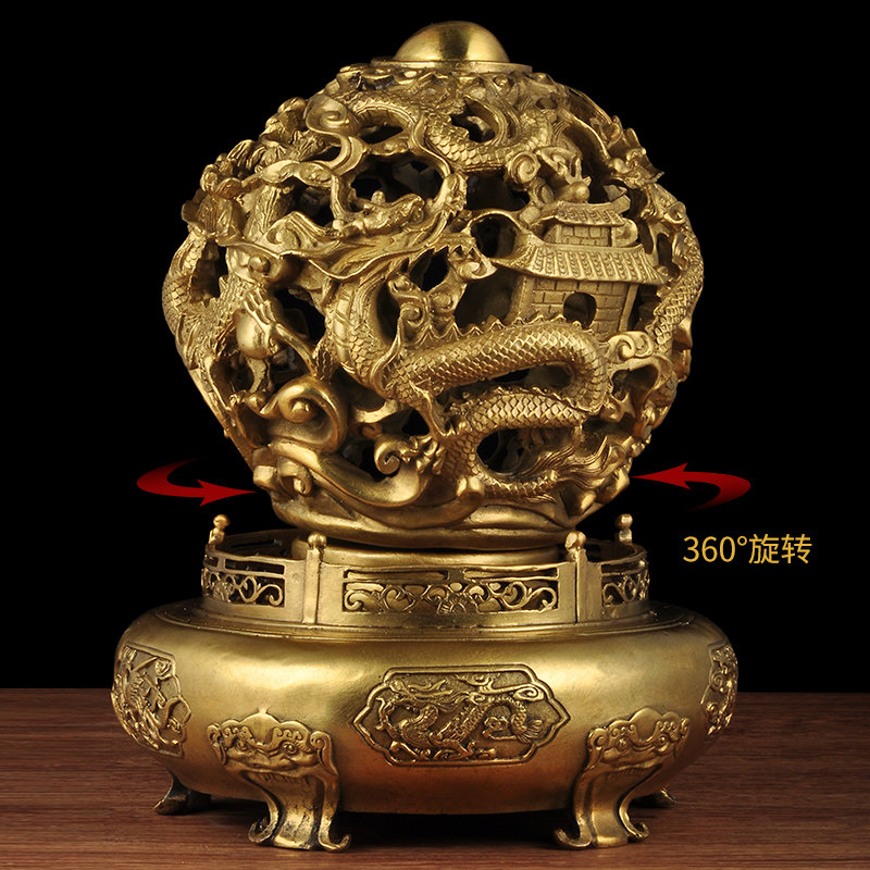 全铜九转乾坤鼎摆件九龙戏珠鼎客厅玄关风水招财工艺品办公桌摆放