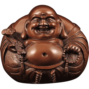 紫铜弥勒佛摆件一团和气笑口常开大肚笑佛像家居客厅玄关装饰品