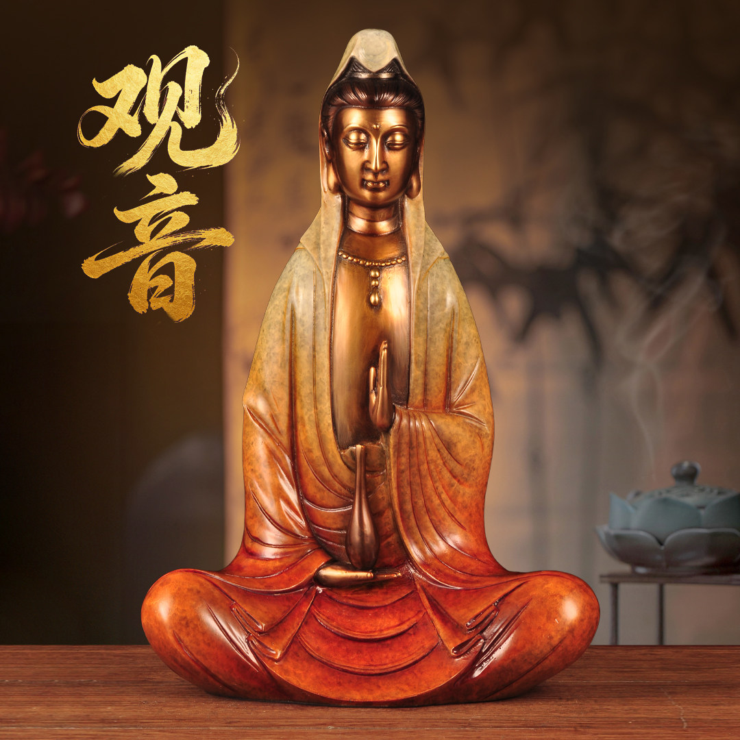 彩铜观音摆件南海观世音