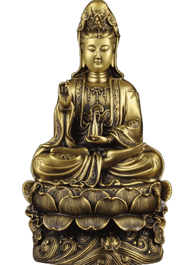 全铜观音莲花坐像摆件寺庙