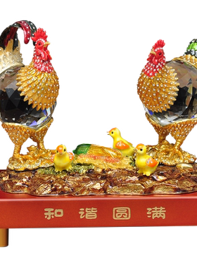 和谐美满大公鸡摆件珐琅彩公鸡工艺品招财母鸡家居客厅玄关鸡摆件
