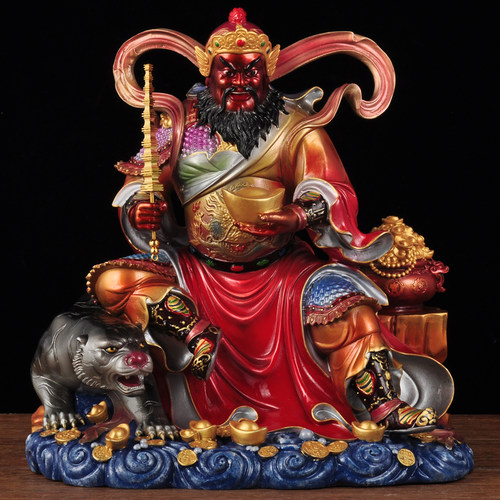 彩铜赵公明武财神摆件骑虎