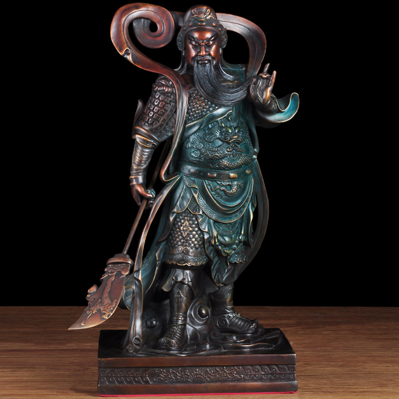 彩铜迦蓝菩萨神像伽蓝护法铜像居家关公摆件招财关二爷 工艺品