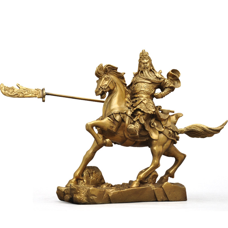 关公骑马铜摆件招财佛像关羽关二爷武财神爷办公室工艺品开业礼品