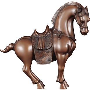 紫铜唐马摆件马到成功招财马工艺品家居客厅电视柜装饰品商务礼品