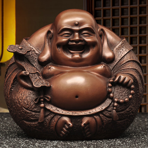 紫铜弥勒佛摆件一团和气大肚笑佛