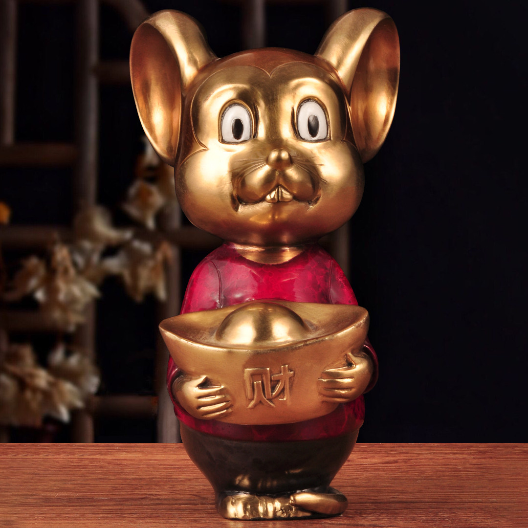 彩铜招财老鼠摆件黄铜元宝鼠生肖吉祥物家居客厅电视柜玄关装饰品,家居饰品,桌面摆件,淘宝优惠券,粉丝福利购,淘宝优惠卷