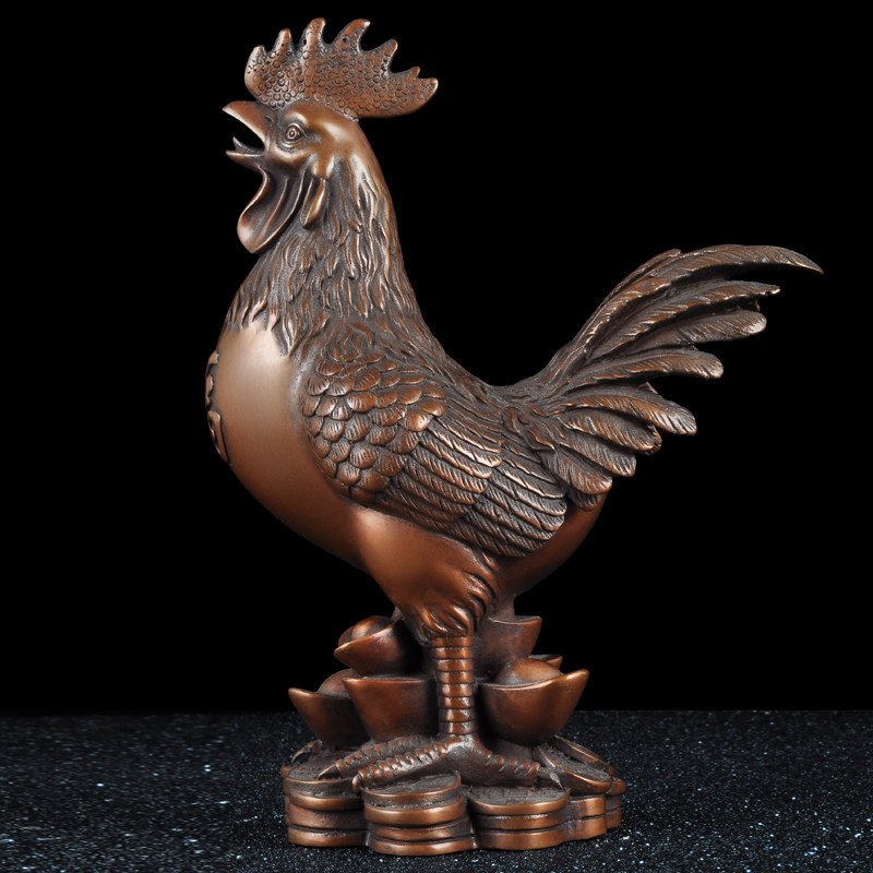 紫铜大公鸡摆件招财大吉大利生肖鸡福鸡摆设家居客厅风水鸡装饰品