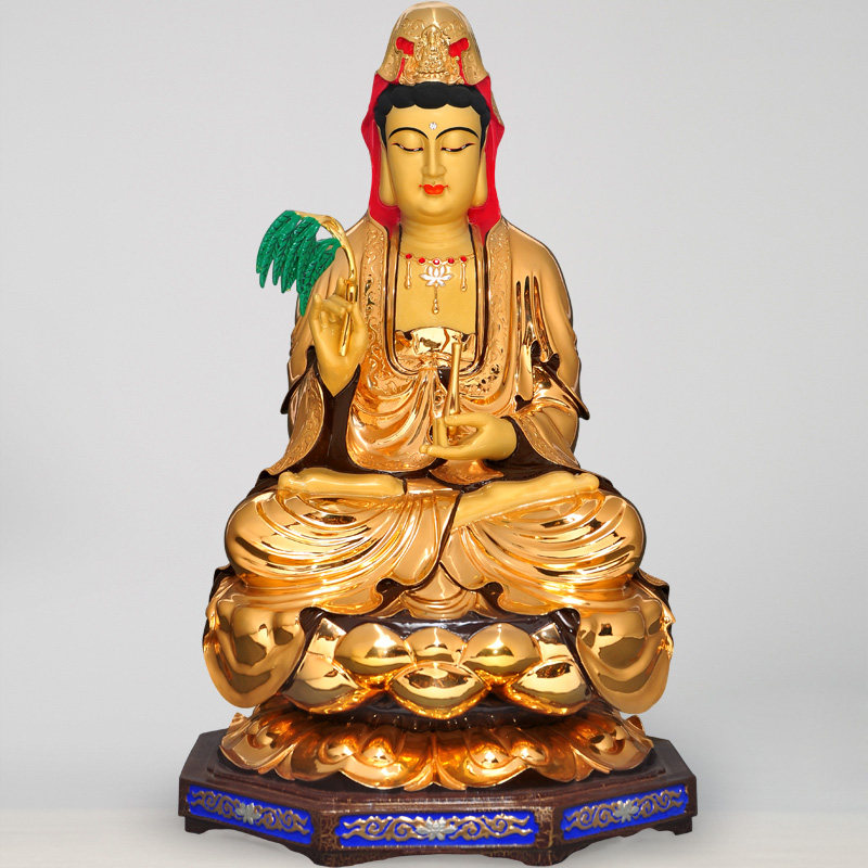 全铜鎏金观世音菩萨佛像观音菩萨本命佛寺庙家用供奉西方三圣佛像