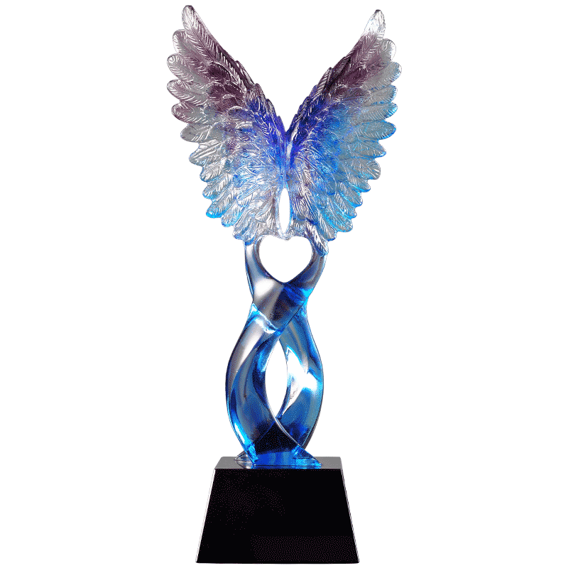 翅膀水晶摆件刻字工艺品定制定做