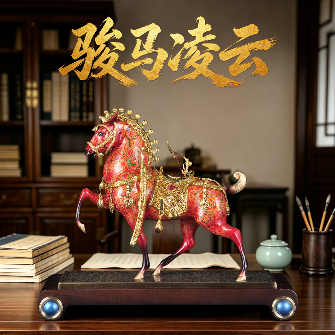 黄铜马到成功摆件骏马凌