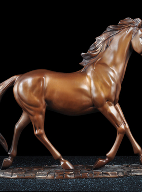 紫铜汗血马摆件生肖家居客厅