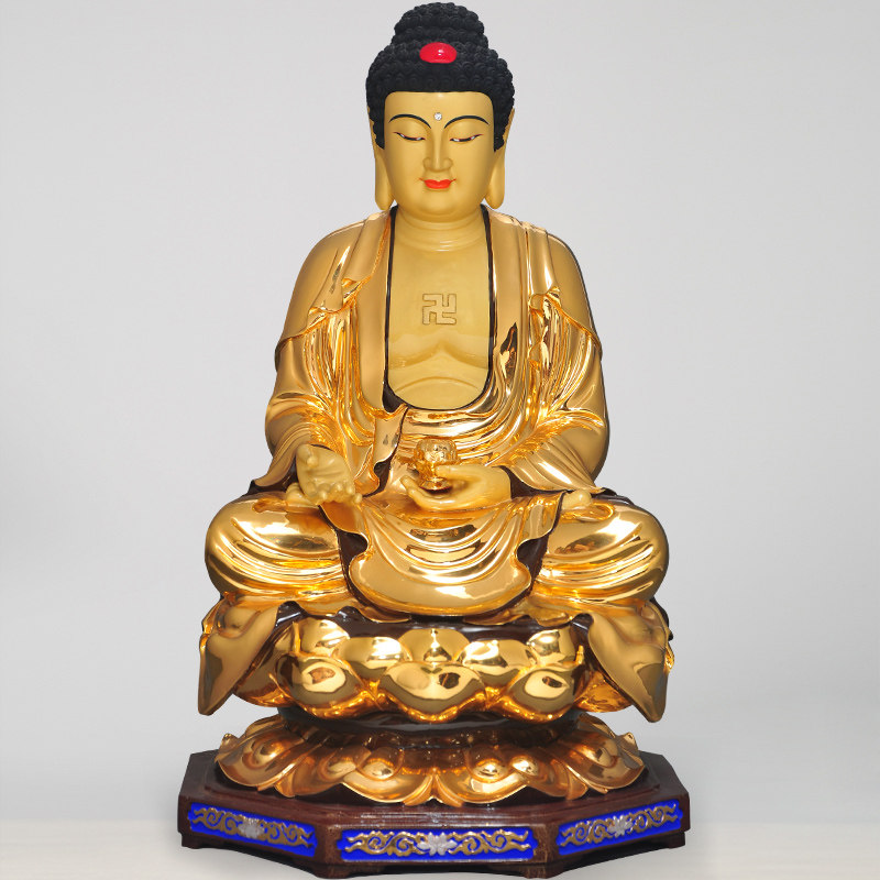 台湾佛像全铜 鎏金西方三圣佛像摆件阿弥陀佛佛像菩萨