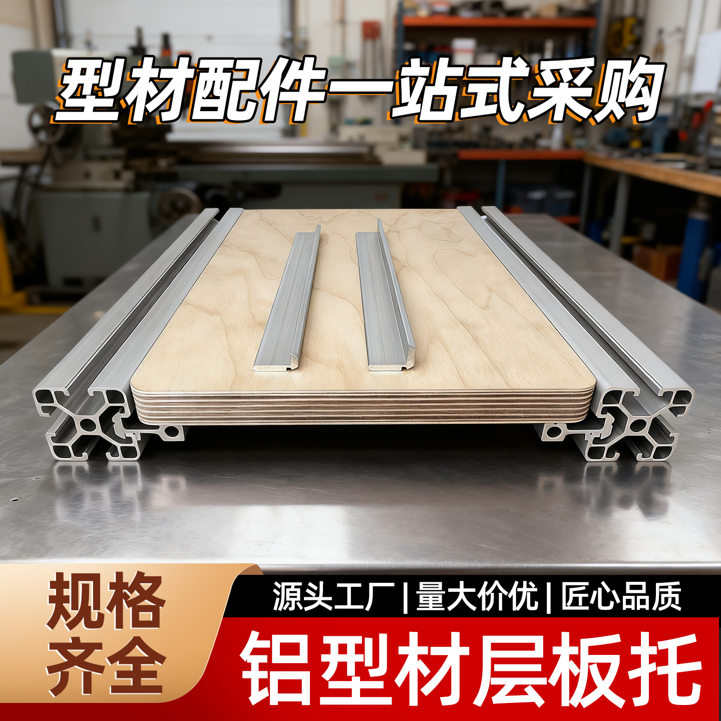 铝型材层板托内置欧标铝合金20/30/40型材配件板材外侧金属连接件