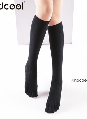 Findcool瑜伽袜子中筒专业瑜伽袜普拉提初学者五指防滑女纯棉秋冬