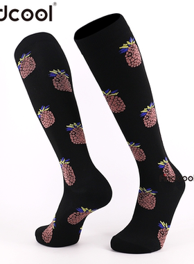 Findcool专业马拉松长筒压缩跑步袜2双男女超个性健身休闲运动袜