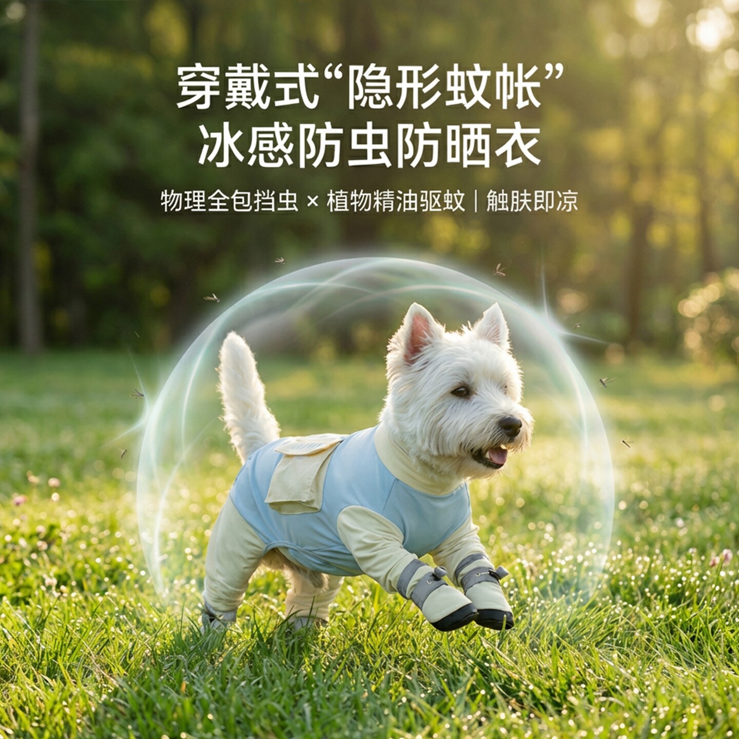 日本FOV狗狗四脚衣冰雾精油防晒衣全包外出防脏防污防蚊宠物服装