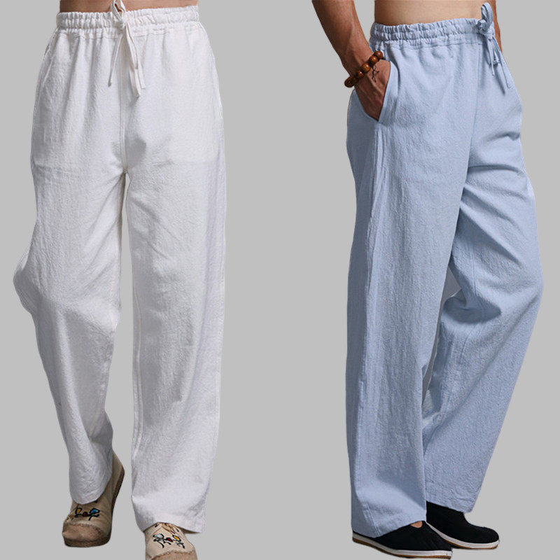 春夏季休闲款民族风男式棉麻宽松直筒长裤子中国风复古文艺禅服装