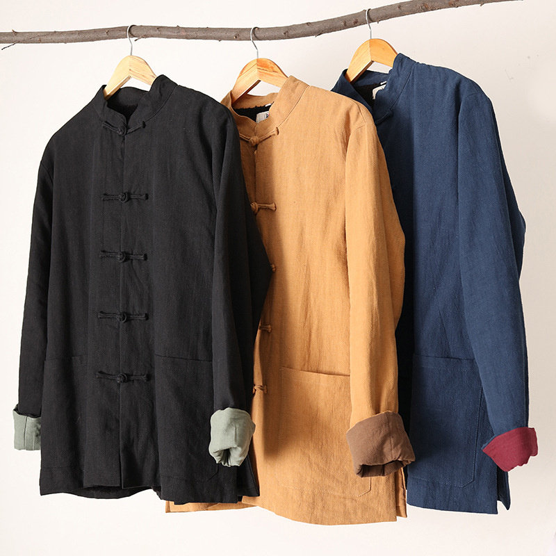 중국 스타일 겨울 스타일 남성과 여성을 위한 중국 스타일 재킷 민족 스타일에 벨벳 따뜻한 캐주얼 면 코트 차 선 가디건