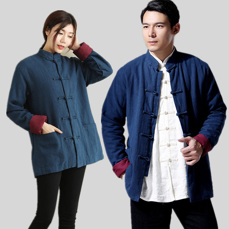 중국 스타일 겨울 스타일 남성과 여성을 위한 중국 스타일 재킷 민족 스타일에 벨벳 따뜻한 캐주얼 면 코트 차 선 가디건