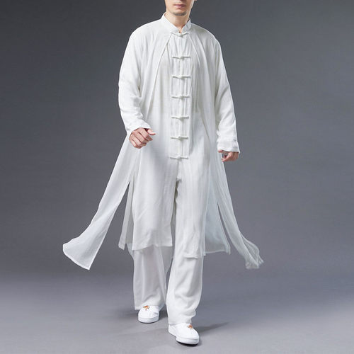 飘逸透气纯色假两件古风男装汉服