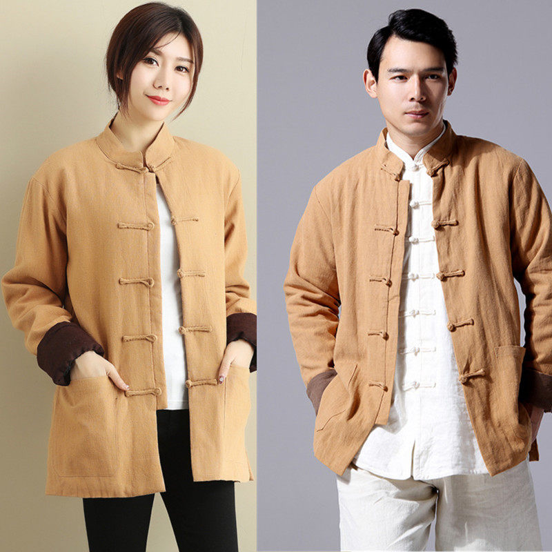 중국 스타일 겨울 스타일 남성과 여성을 위한 중국 스타일 재킷 민족 스타일에 벨벳 따뜻한 캐주얼 면 코트 차 선 가디건