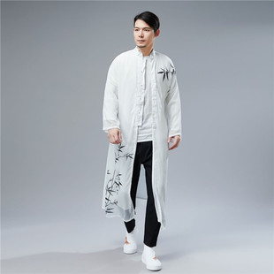 春季 禅服假两件飘逸仙气长袍居士服服茶人服中国风外套 民族风男装