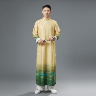 千里江山长袍相声大褂演出服服国学服 中国风男长衫 春夏秋季 通用
