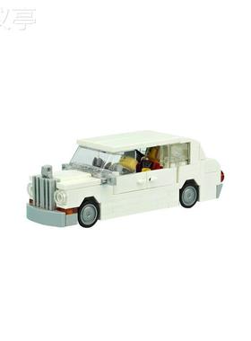 兼容FUTUREMOC益智拼装积木拼插积木19065白色豪华轿车玩具