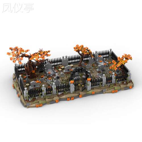 C9599闹鬼的公墓积木小颗粒儿童成人益智拼搭模型玩具摆件