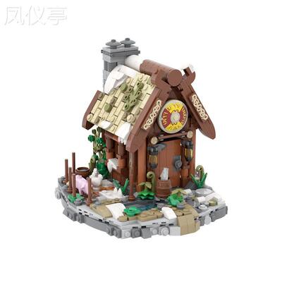 MOC-101647兼容维京农场鸡舍猪圈拼搭小颗粒积木场景玩具模型
