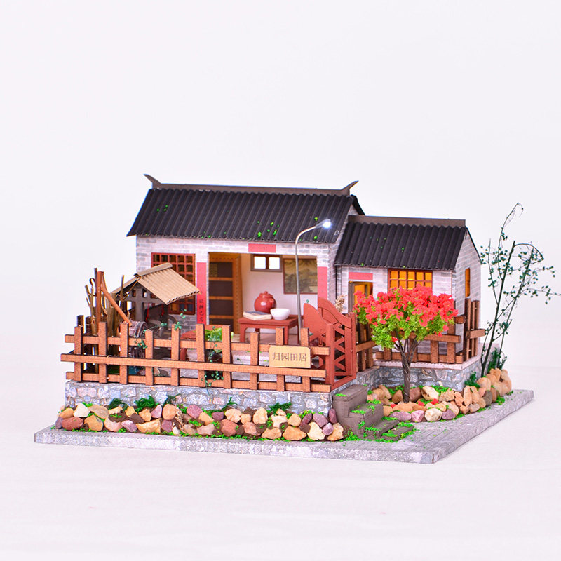 diy小屋中式乡村院子手工制作房子国风模型归园田居拼装玩具生日