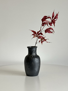 几多黑陶手捏迷你小花瓶花器桌面摆件