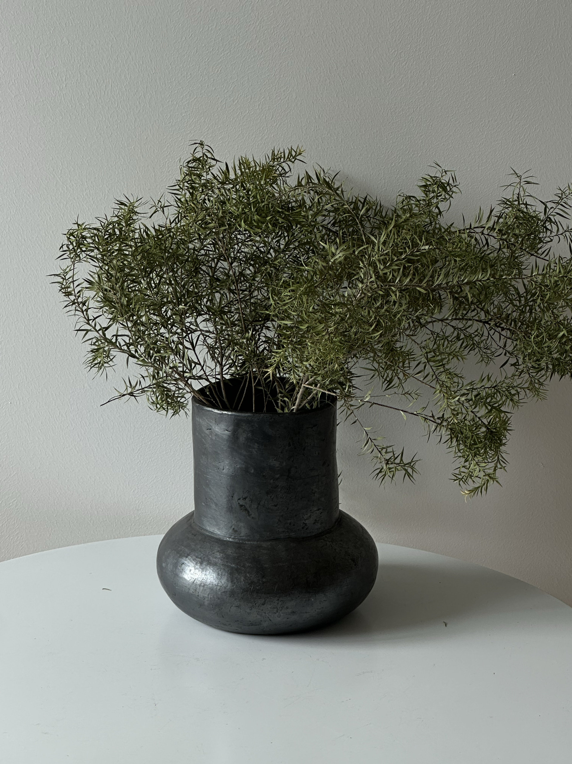 几多黑陶手作敞口花器花瓶桌面摆件（高度20CM）