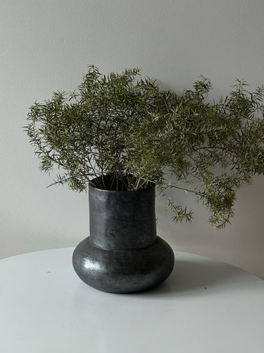 几多黑陶手作敞口花器花瓶桌面摆件（高度20CM）