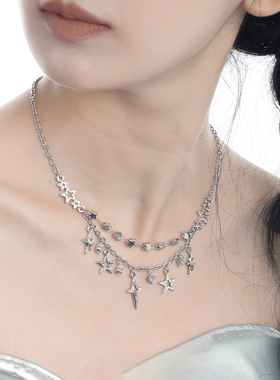 AGBAJI 星星钛钢项链女高级感轻奢夸张夏天小众设计个性潮配饰