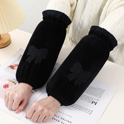 秋冬长款毛绒袖套时尚简约防污